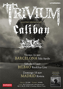 Conciertos de Trivium en Madrid, Barcelona y Bilbao en Noviembre