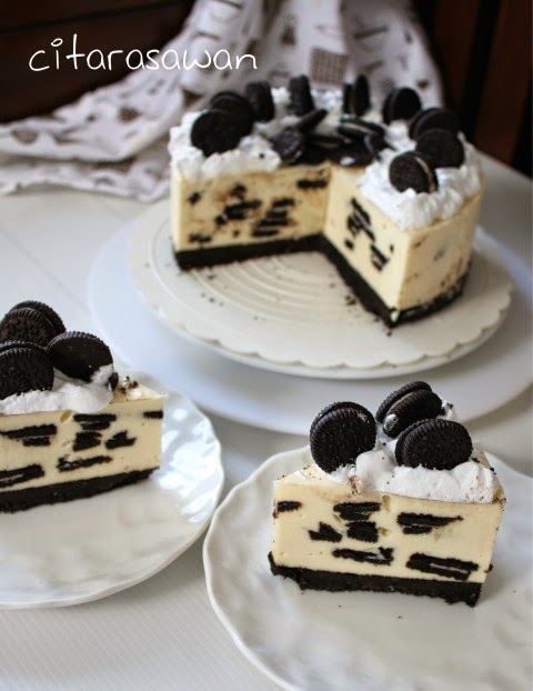 Kek Keju Oreo Dingin / No Bake Oreo Cheesecake ~ Resepi 