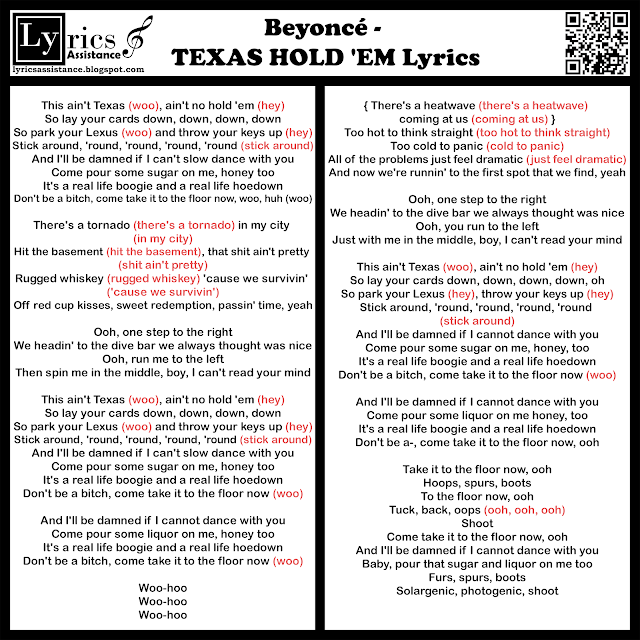 Beyoncé - TEXAS HOLD 'EM Lyrics