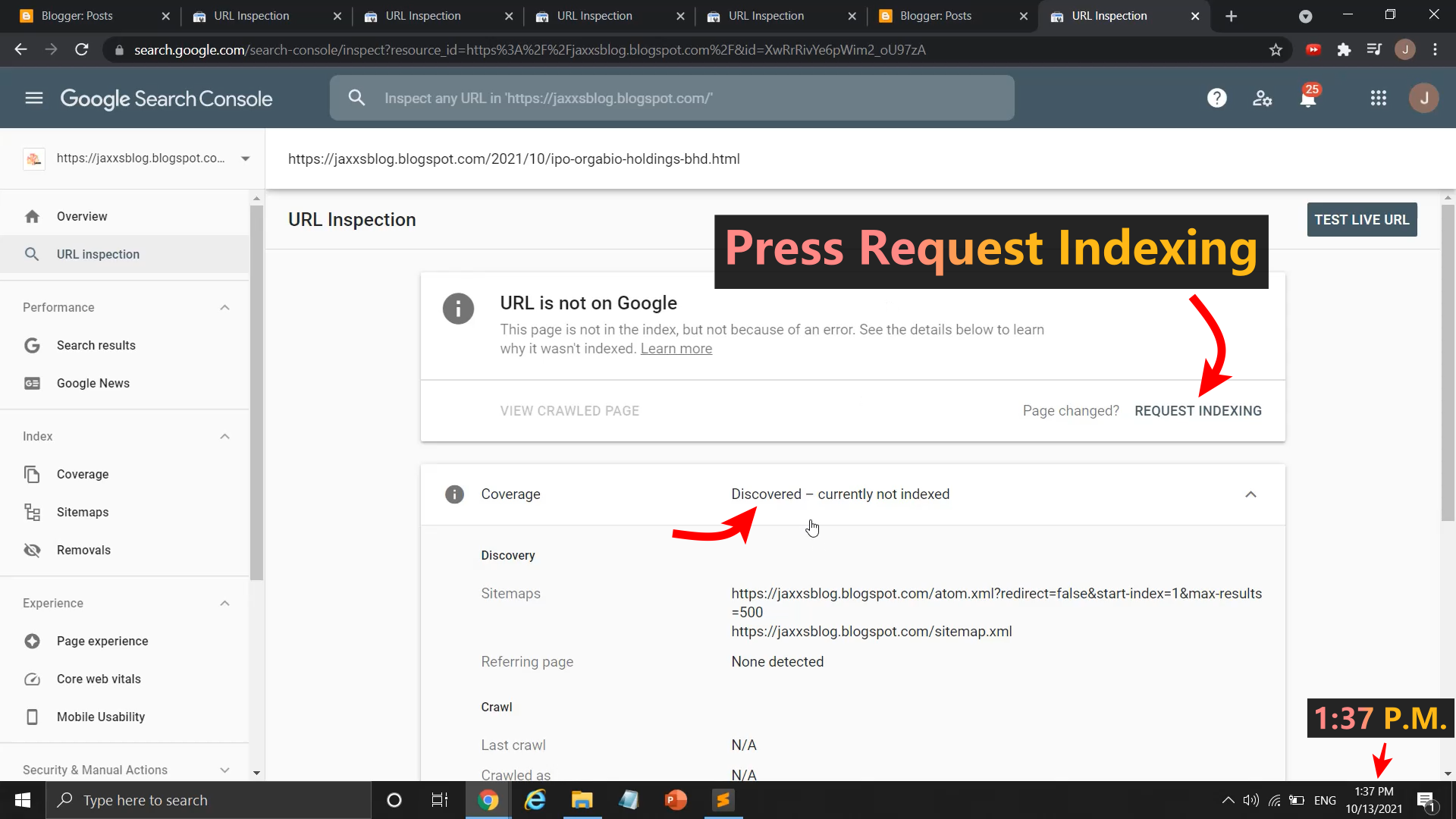 How to request indexing in Google Search Console - Let Google crawl and index my posts
