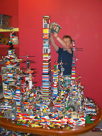 giant massive lego citadel castle on dining table