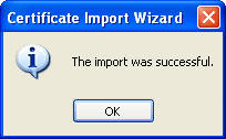 Certificate Import Successful