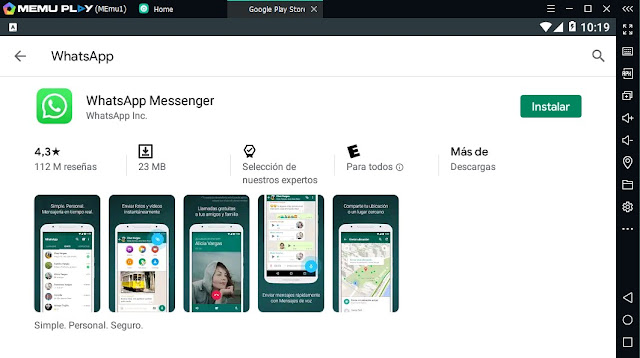 Buscando la aplicación WhatsApp en Play Store