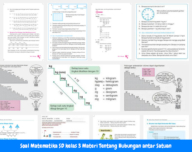 Soal Matematika SD kelas 3 Materi Tentang Hubungan antar Satuan