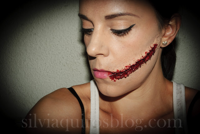 Maquillaje Halloween 10: Cara grapada, Halloween Make-up 10: Stapled face, efectos especiales, special effects, Silvia Quirós