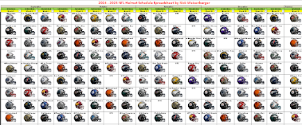 NFL Helmet Schedule 2024 Spreadsheet