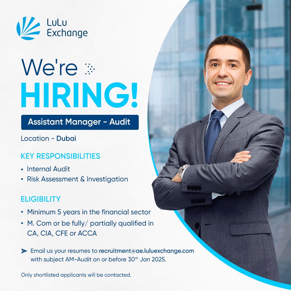 Hiring: Assistant Manager - Audit | LuLu Exchange | Latest Jobs in Dubai 2025