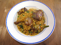 Arroz de pichón y alcachofas