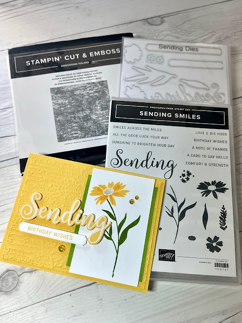 Stampin' Up! Sending Smiles Stamp Set and Sending Dies used to create handmade greeting card