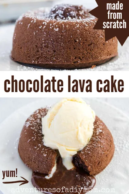 collage of chocolate lava cakes