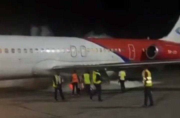 Watch: Airplane about to take off from Port Harcourt airport catches fire