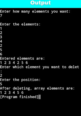 C program to delete the element from array