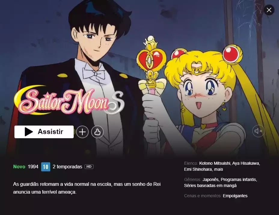 Letícia⭐Cosmos¹² on X: Rumor ou real? Sailor Moon Crystal começou a  aparecer no catálogo da Netflix Brasil! Ainda não há anúncio oficial ou  notícias sobre dublagem, mas o mesmo aconteceu alguns meses