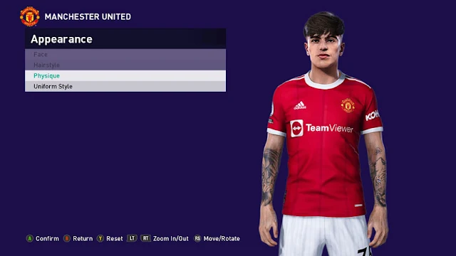 Alejandro Garnacho Face & Tattoo For eFootball PES 2021