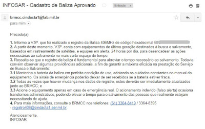 Captura de tela com e-mail do INFORSAR