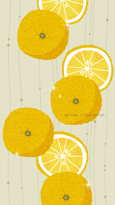 【柚子】冬の果物のおしゃれでシンプルかわいいイラストスマホ壁紙/ホーム画面/ロック画面