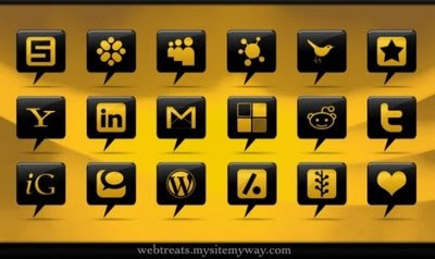 Glossy Black Comment Bubble Social Icons