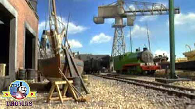 The sea fishing old ships had a tall sailing mast Henry the green engine Thomas and Cranky the crane