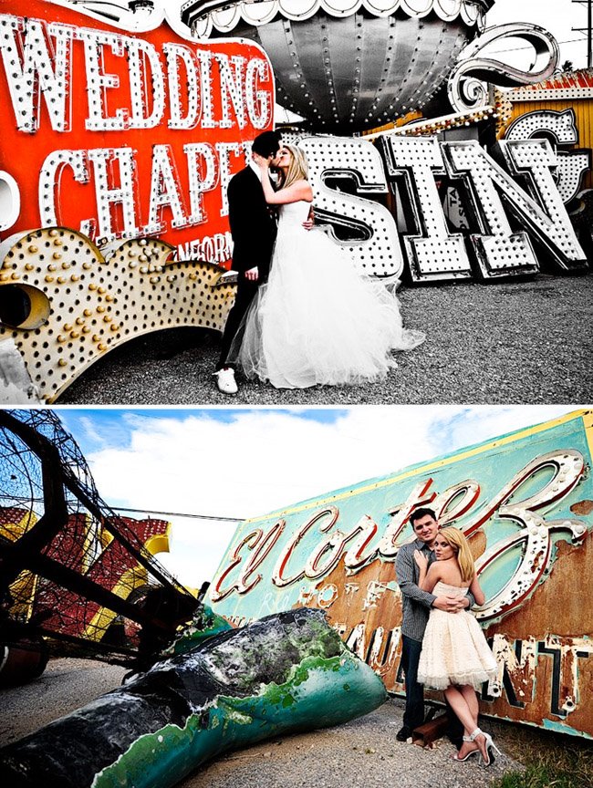 Neon Graveyard Vegas Bridal Photo