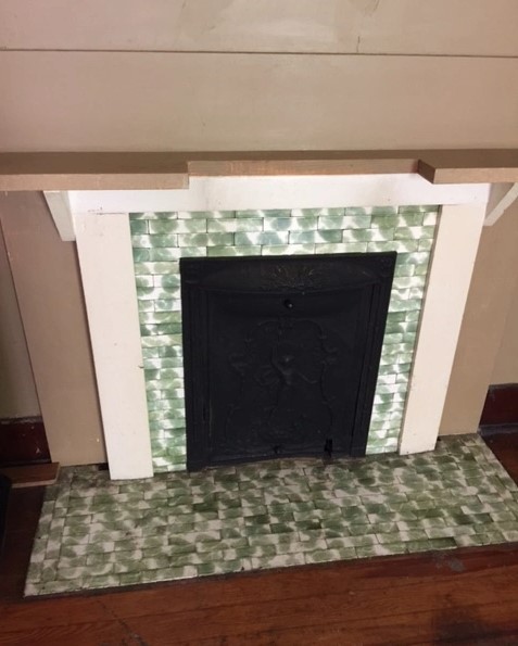 sage green fireplace