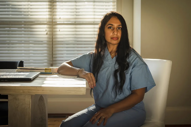 "Quiero llegar a un punto en el que ya no tenga que trabajar por dinero y pueda hacerlo por placer", dice Devangi Patel, de 33 años, anestesista cardiotorácica cerca de Atlanta. Crédito de Audra Melton para The New York Times.