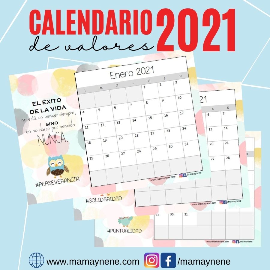 CALENDARIO -PLANNER-MAMAYNENE-VALORES