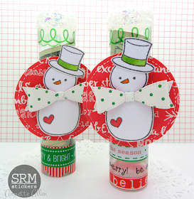 SRM Stickers Blog - Snowman Mini Tubes by Annette - #srmpress #srmstickers #stockingstuffers #tubes #containers #stickers 