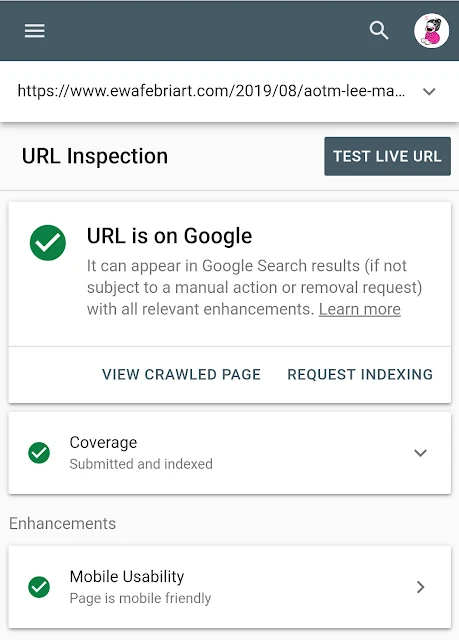 contoh indexing blog posts berhasil