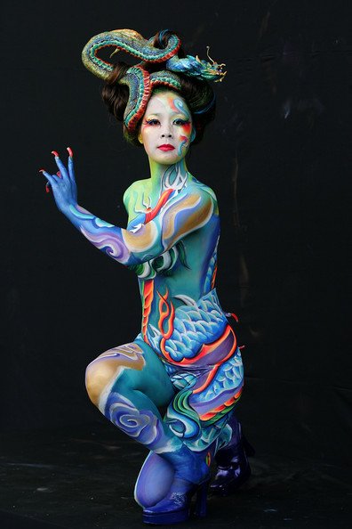 Body Painting Art Gallery and Tattoos: Body art painting with a different tattoo