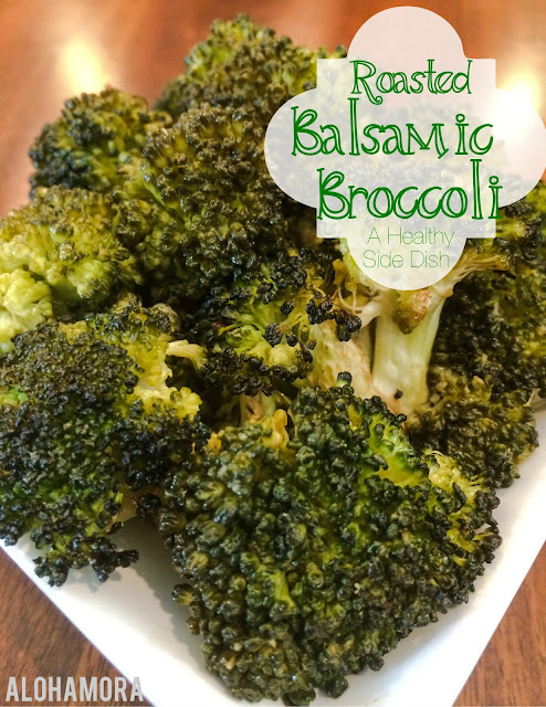 Roasted Balsamic Broccoli is an easy healthy side dish that is flavorful and refreshing with almost a tangy taste.  It's absolutely delicious and my favorite way, the best way, to cook broccoli.  Alohamora Open a Book http://alohamoraopenabook.blogspot.com/ healthy, side dish, easy, simple, refreshing, flavorful