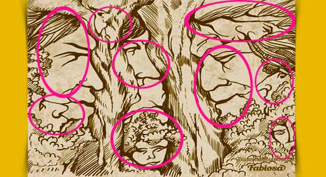 Test visual: ¿Cuántas caras hay en el árbol?