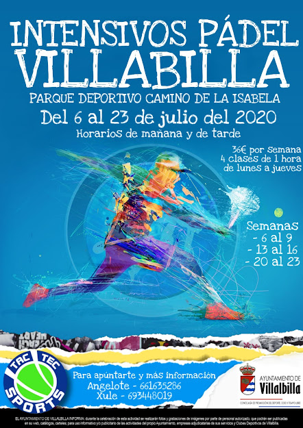 Cursos Intensivos de Pádel en Villalbilla del 6 al 23 de Julio 2020. Mejora tu juego este verano.