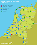 In Nederland kan plaatselijk nog wat motsneeuw vallen. (zicht)