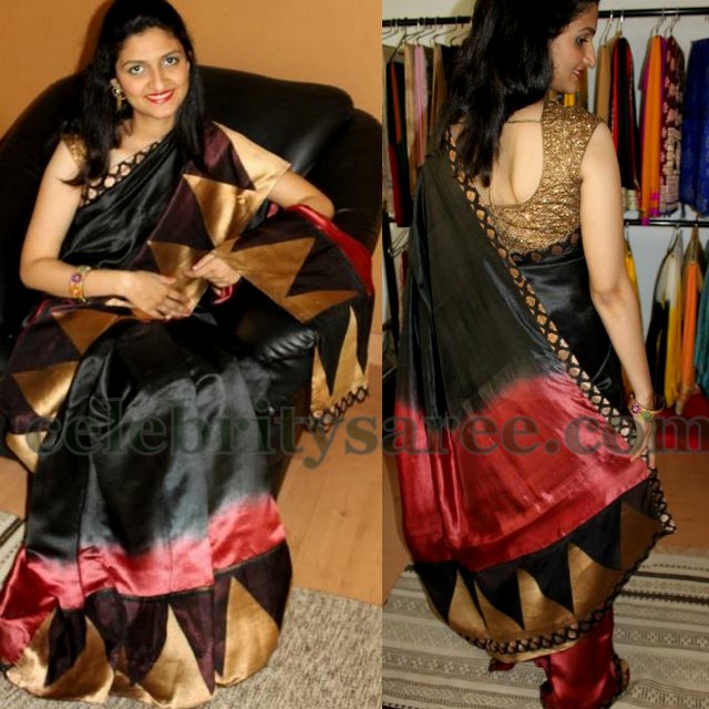 Temple Border Black Silk Saree