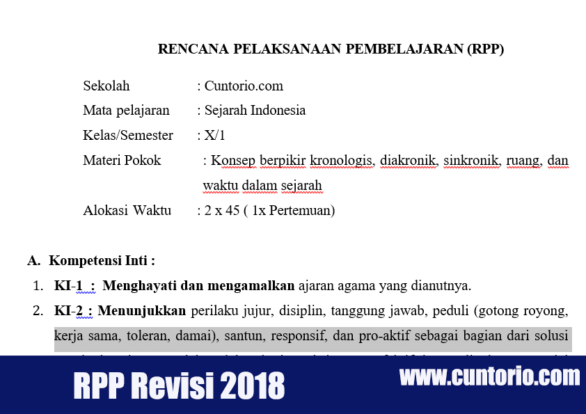 RPP K13 Sejarah Wajib Kelas X Revisi 2018