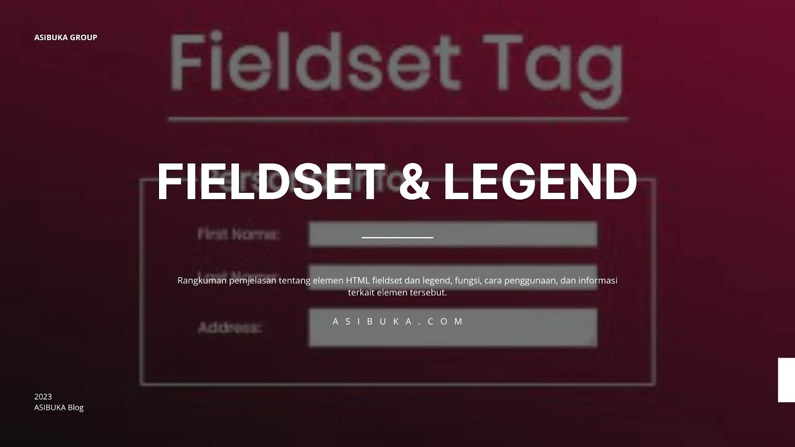 Belajar HTML: Fieldset dan Legend