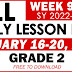 GRADE 2 DAILY LESSON LOG (Quarter 2: WEEK 9) JAN. 16-20, 2023