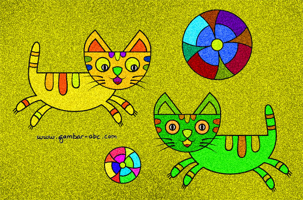 Gambar Mewarnai Binatang Kucing Kartun Lucu