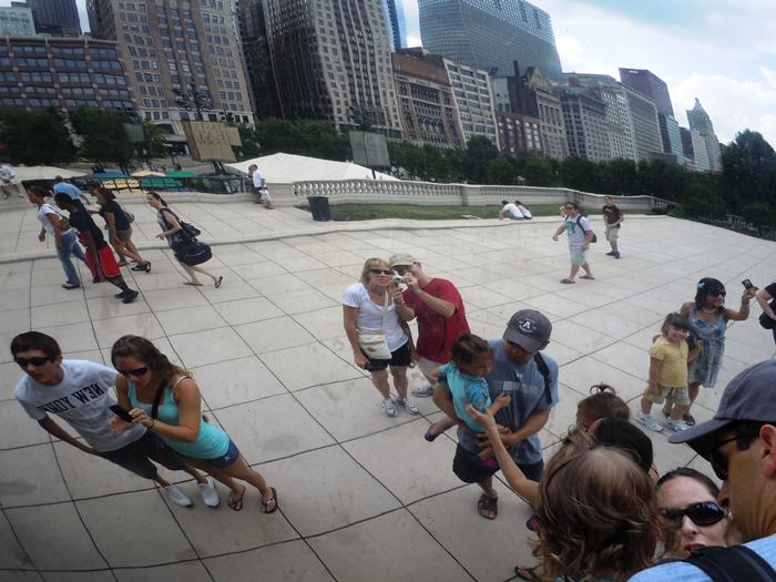 Cloud Gate, a public sculpture is the centerpiece of the AT&T Plaza in Millennium Park within the Loop community area of Chicago, Illinois, United States. The sculpture is nicknamed "The Bean" because of its bean-like shape. Made up of 168 stainless steel plates welded together, its highly polished exterior has no visible seams. 