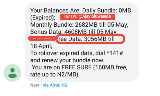 Easter Giveaway: Enjoy Free 3gig Data On  Airtel  