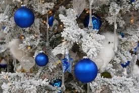 blue christmas balls on white background