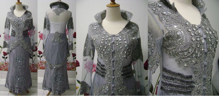  BAJU  PENGANTIN KEBAYA  SULAM WEDDING DRESS SILVER  KEBAYA  