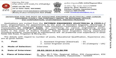 Assistant Engineer - Electrical and Junior Engineer - Civil Jobs ESIC