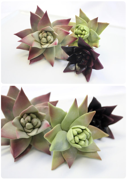 Edible sugar flower succulents cake toppers by Modern Luxe Events