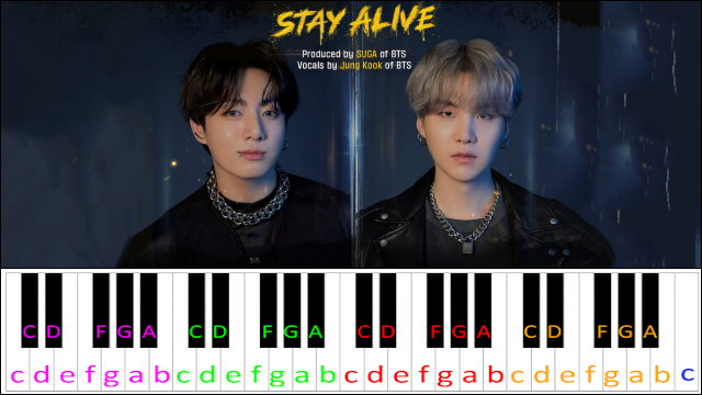Stay Alive by Jung Kook (Prod. SUGA of BTS) Piano / Keyboard Easy Letter Notes for Beginners