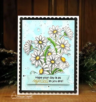 Hope you Day is Special by Larissa Heskett for Newton's Nook Designs using Dainty Daisies, Bokeh Stencil, Frames & Flags Die Set