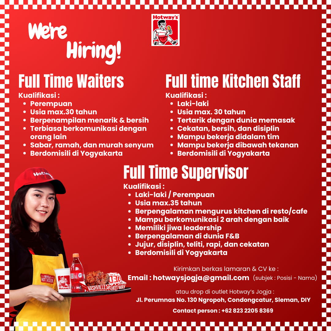 Loker Jogja Terbaru di Hotway's untuk Full Time