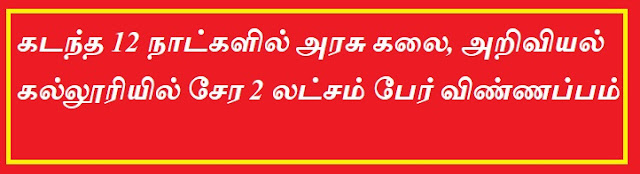 கடந்த 12 நாட்களில் அரசு கலை, அறிவியல் கல்லூரியில் சேர 2 லட்சம் பேர் விண்ணப்பம்