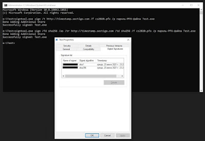 Подпись файла двумя алгоритмами (SHA-1 и SHA-256)