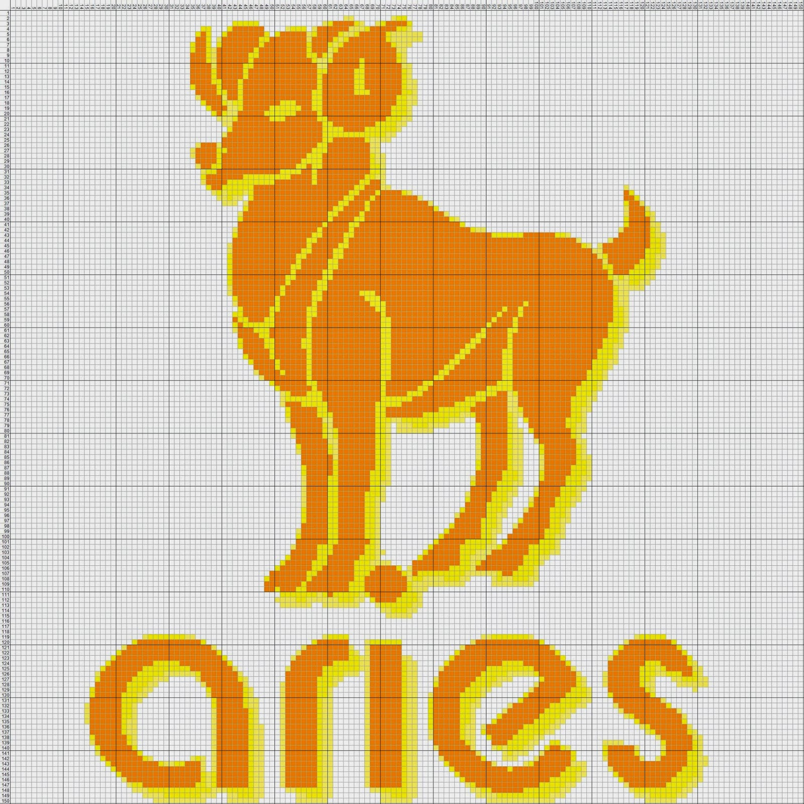 Gambar Pola Kristik Sederhana Zodiak Aries Free Cross Stitch